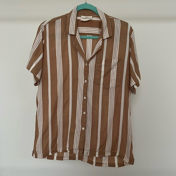 Lekha Striped Cotton Unisex Camp Shirt - Picture 2 of 6